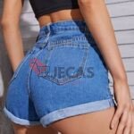 HIGH WAIST HIPPED DENIM SHORTS
