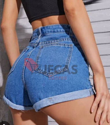 HIGH WAIST HIPPED DENIM SHORTS