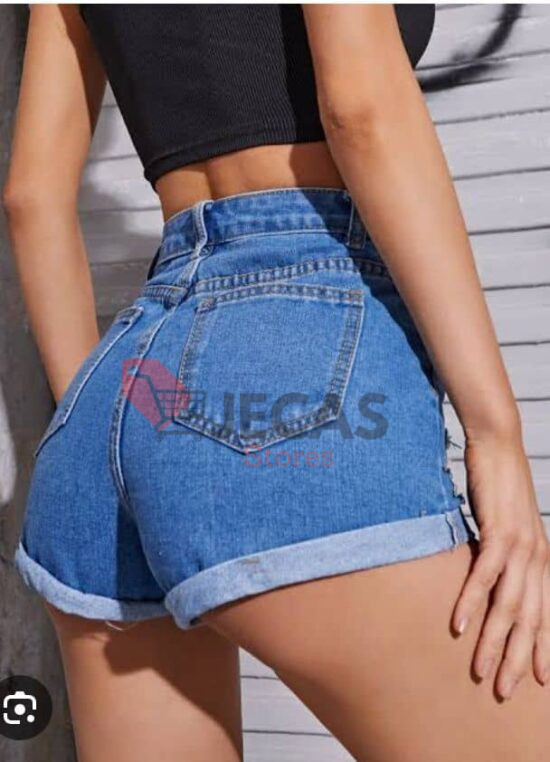 HIGH WAIST HIPPED DENIM SHORTS
