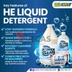 Power Clean Liquid Detergent bottle for stain removal and fresh laundry