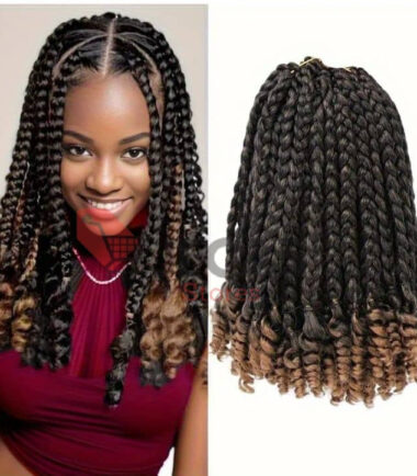PRE STRETCHED SYNTHETIC CROTCHED BOX BRAID WIG WITH CURLY WAVE ENDS 10''