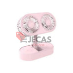 Double Motor Folding Rechargeable table top fan 3 Speed -Pink