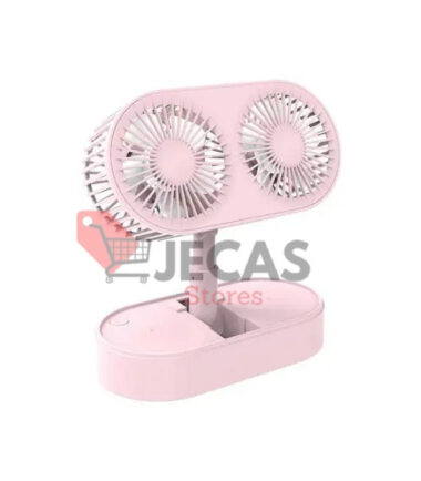 Double Motor Folding Rechargeable table top fan 3 Speed -Pink