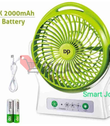 Desktop Rechargeable Fan With LED Light-(7605)G