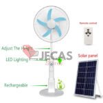 Standing Pedestal Fan 18 lnches Rechargeable Fan +Solar Panel + LED Light