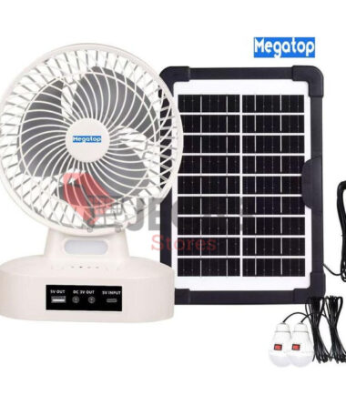 EcoRev 7inches 3in1 Solar Rechargeable Table Fan+Solar Panel+Bulbs