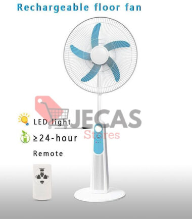 High-end Rechargeable Standing Fan 16 Inches White +LED Lights +Remote