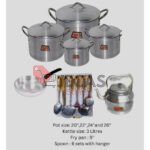 High Quality 4 Set Pots, Frying Pan,kettle, Spoon Set With Hanger