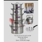 High Quality 5 Set Pots - Frying Pan, Kettle ,Spoon Set With Hanger