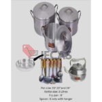 High Quality 3 Set Pots, Frying Pan,kettle, Spoon Set With Hanger