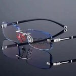 Rimless men women anti blue light,anti fatigue glasses (blue)