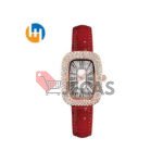HUAHUA Diamond Encrusted Pigeon Egg Light Luxury Women's Quartz Watch Electronic Red