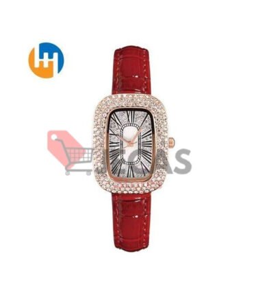 HUAHUA Diamond Encrusted Pigeon Egg Light Luxury Women's Quartz Watch Electronic Red