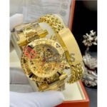 Never Fading Quality Men's Temeite Gold Wrist Watch + Wrist Set For Big Boys