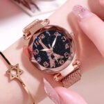 2 In 1 Ladies Starry Sky Tower Watch Alloy Lazy Watch