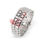 Men's Digital Red LED Watch - Silver