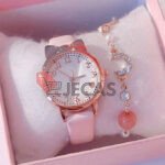 2 In1 Watch Fashion Rhinestone Wrist Watch For Ladies+ Bracelet