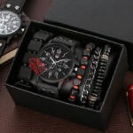 5-piece Men's Watch And Bracelet Set, Watch Series, Perfectly Paired With Necklace And Ring