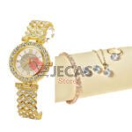 Women's Watch + Necklace+ Earring+ Ring + Bracelet - Gold