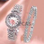 Luxury Ladies Wristwatch With Bracelet And Case - Silver (Fancybling)