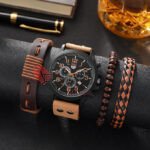 4-piece Men's Watch And Bracelet Set, Watch Series, Perfectly Paired With Necklace And Ring