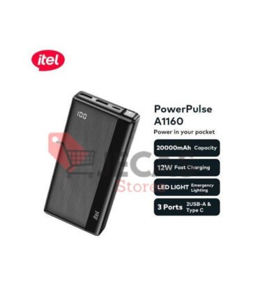 20000mAh PowerPulse Power-Bank 12W Fast Charging With Torch,TypeC,+free Cable