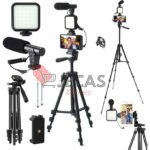 Vlogging Kits With Tripod Stand + LED Fill Light + Aux Microphone + Bluetooth