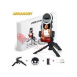 Tripod Stand With LED Ring Light For Phones Plastic-Black